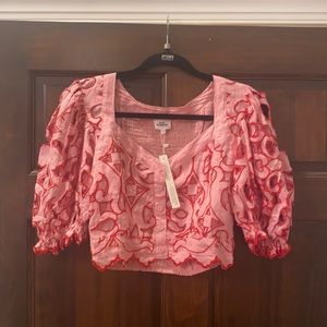 Anthropologie Place Nationale Linen Crop Top